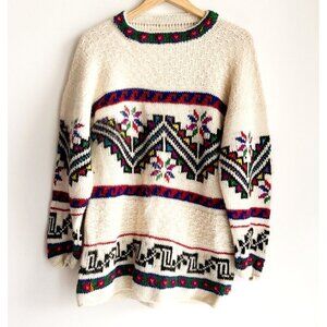 Vintage Wool Angora Blend Southwestern Print Unique Pullover M